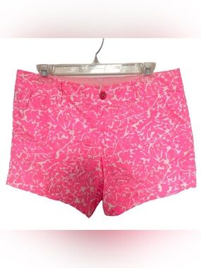 Lilly Pulitzer Callahan Shorts Get Crackin Print Pink White Size 6